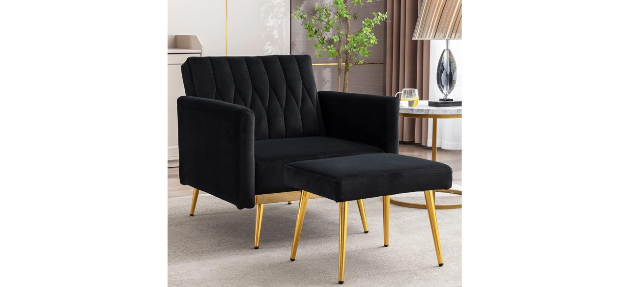 Best Paddie Modern Velvet Single Sofa Chair With Ottoman