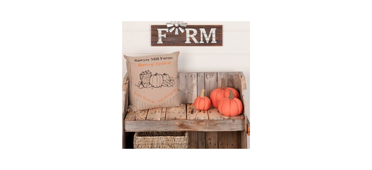 Best VHC Brands Sawyer Mill Harvest Festival Charcoal Throw Pillow