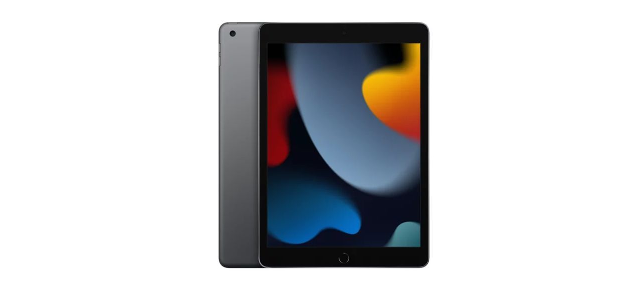 2021 Apple 10.2-inch iPad, gray, front and back views