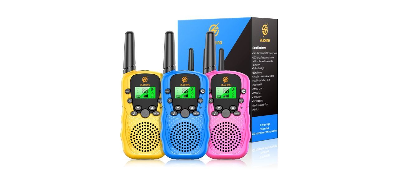 ATOPDREAM Kids Walkie Talkie, 3 Pack, Yellow, Blue, Pink