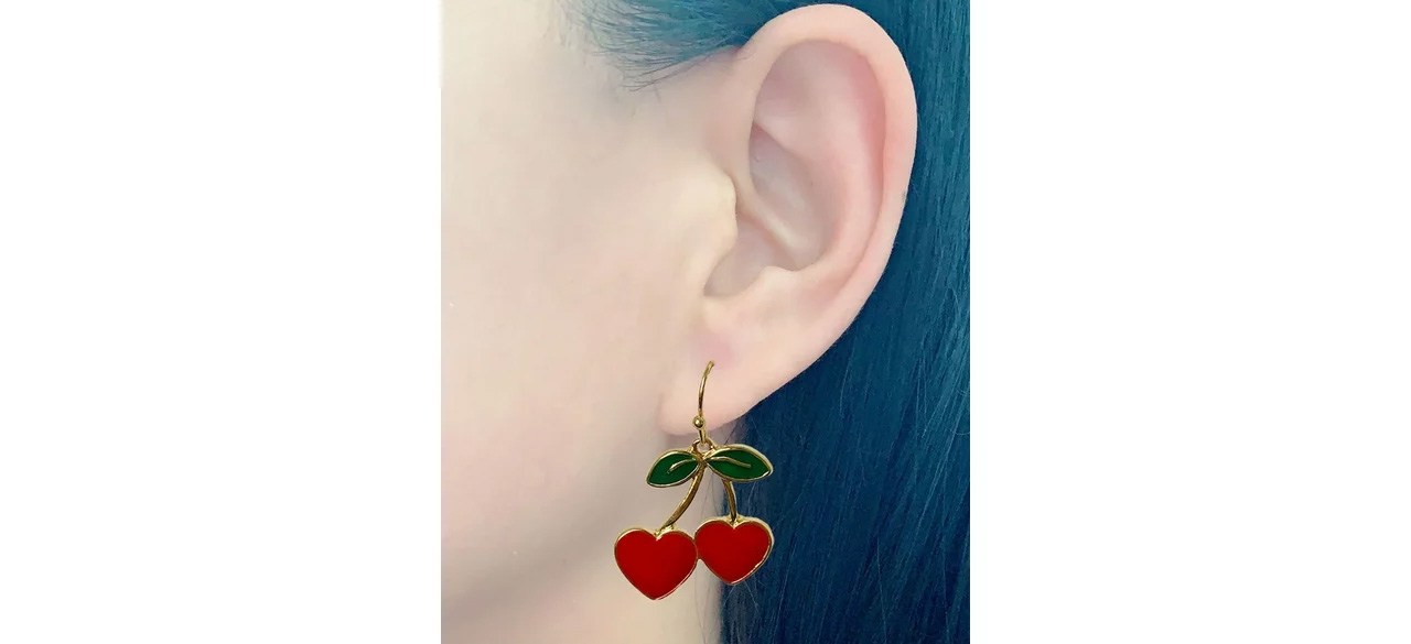 No Boundaries Cherry Heart Fish Hook Earrings