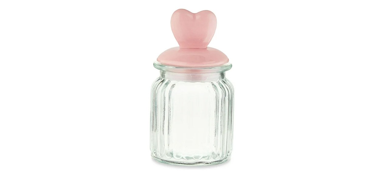 Valentine’s Day Pink Heart Glass Jar Decoration