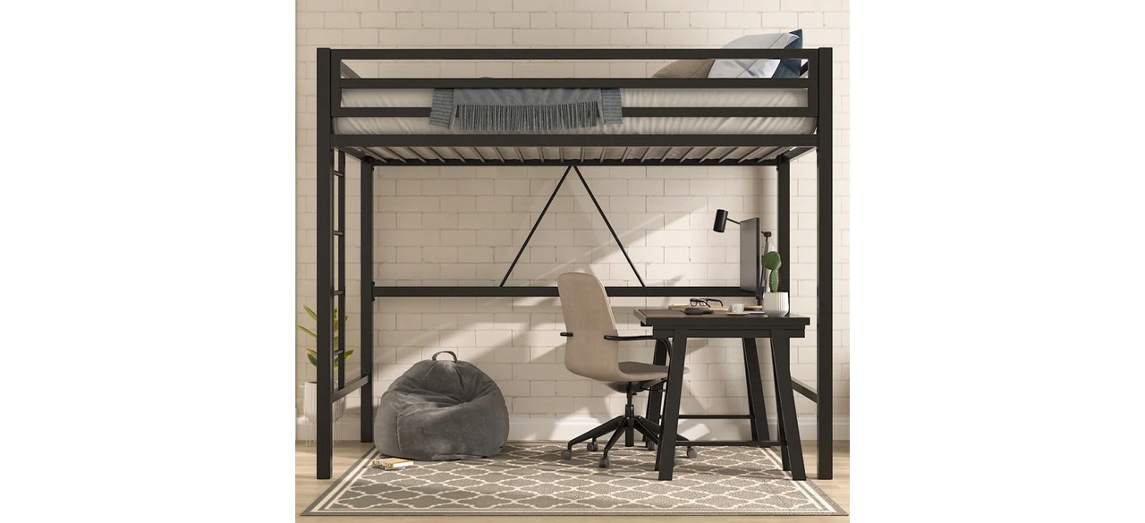 Black Braga Twin Platforms Loft Bed in bedroom