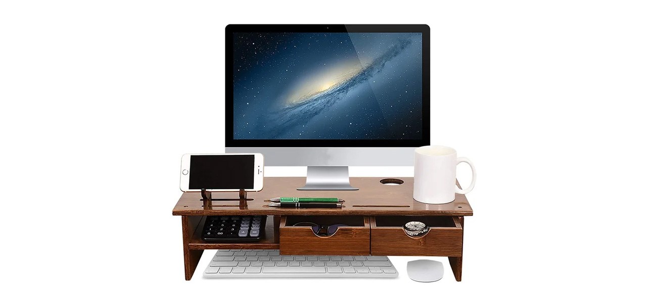 Best Inbox Zero Wood Stackable Monitor Stand with Drawers