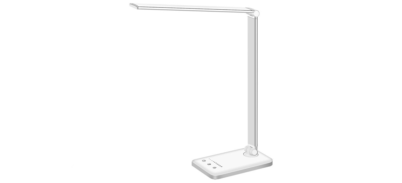 White Crown LED Desk Lamp on white background