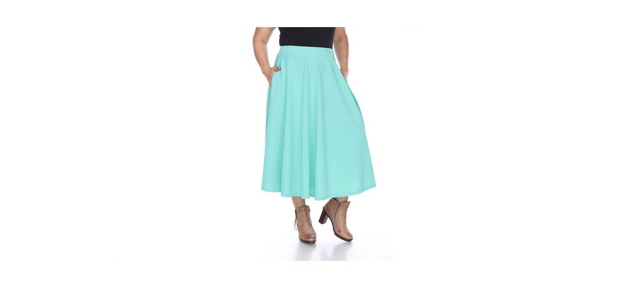 best White Mark Plus Size Flare Midi Skirt