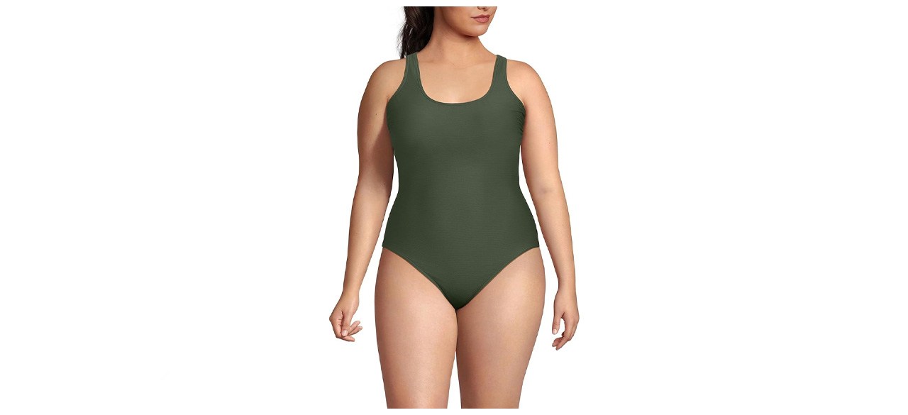 Women's Lands' End Tugless Sporty Chlorine Resistant One-Piece Swimsuit