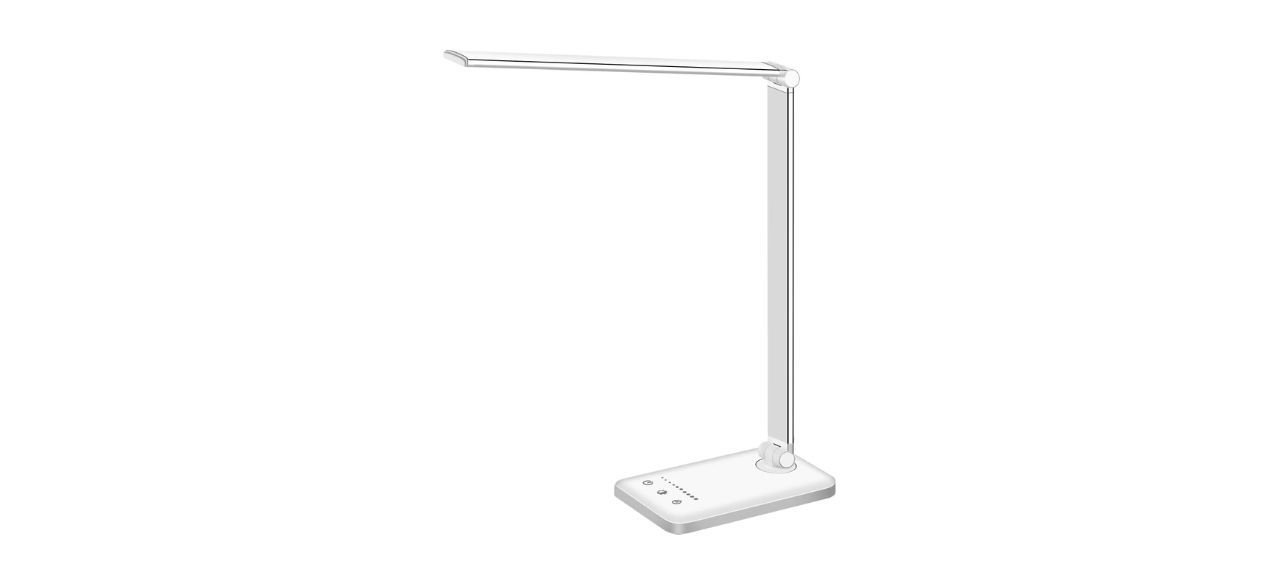 White Crown LED Desk Lamp on white background