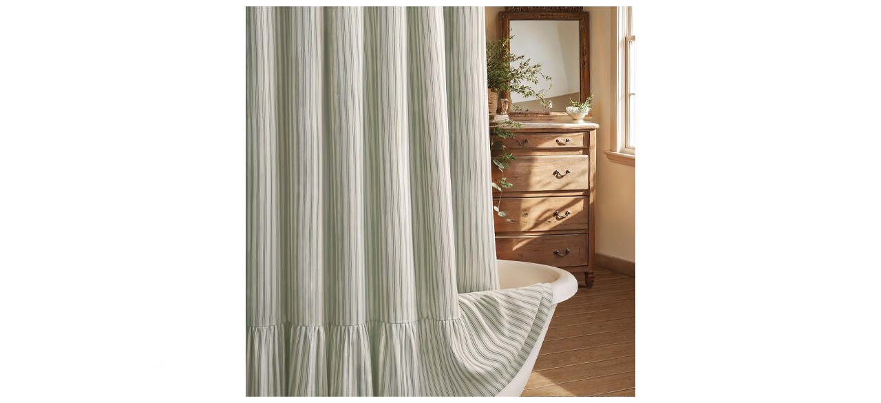 Cortina de chuveiro XOGUIBO com bainha com babados