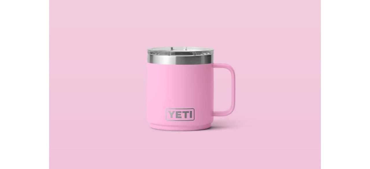 Pink Yeti Rambler 10 OZ STACKABLE MUG on pink background