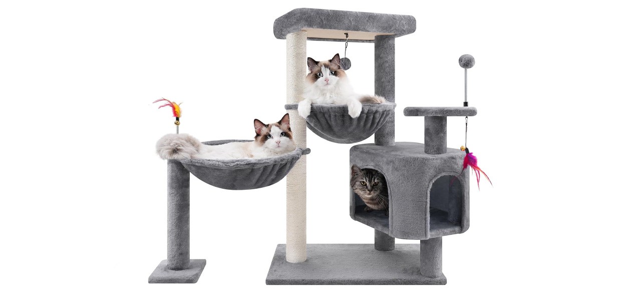 YOUPET 33.46-inch Cat Tree with Cat Condo and Scratching Post