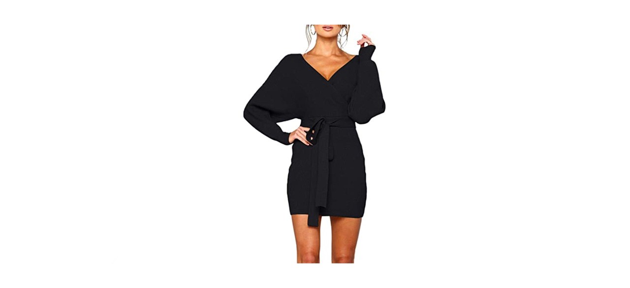 best Zonsaoja Women's V-Neck Long Sleeve Dress