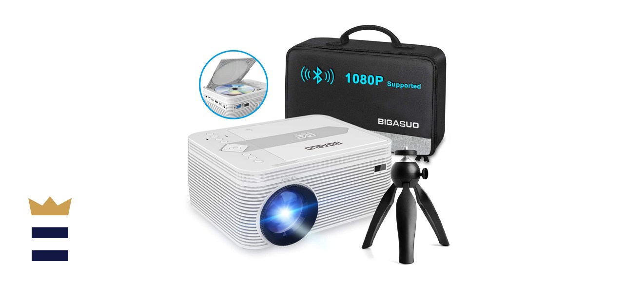 BIGASUO Full HD Bluetooth Projector with Built-in DVD Player 