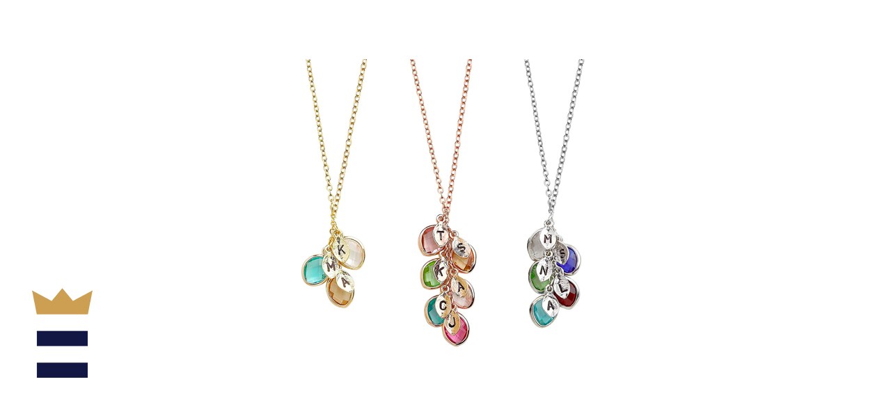 Birthstone Necklace Initial Necklace Birthstone Necklace Initial Necklace