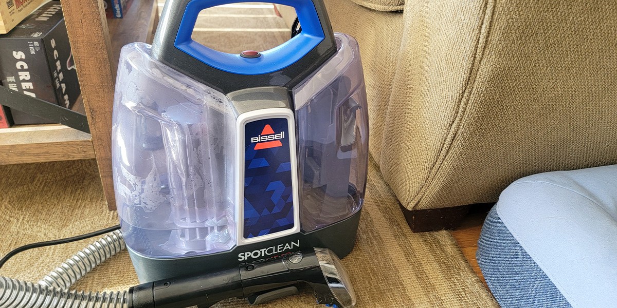 Bissell SpotClean ProHeat Plus Portable Carpet & Upholstery Spot Cleaner on carpeted area