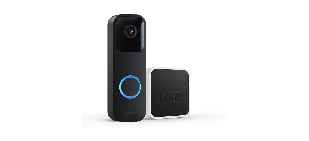 Blink Video Doorbell + Sync Module 2 on white background