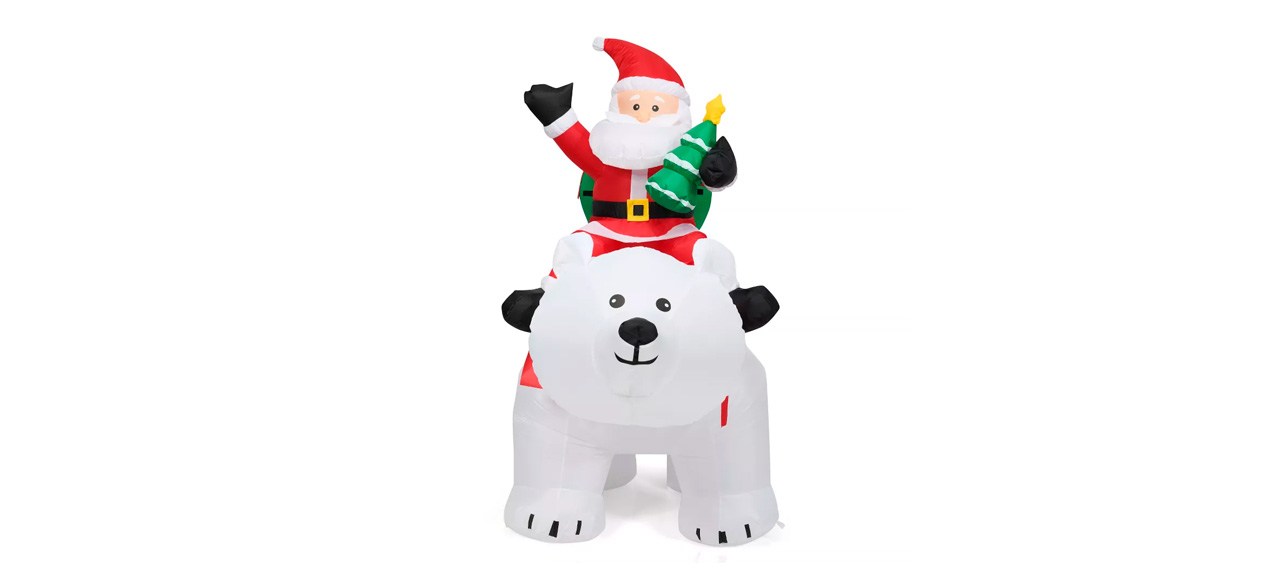 Tangkula 6.5 FT Inflatable Christmas Santa Riding Polar Bear with Shaking Head