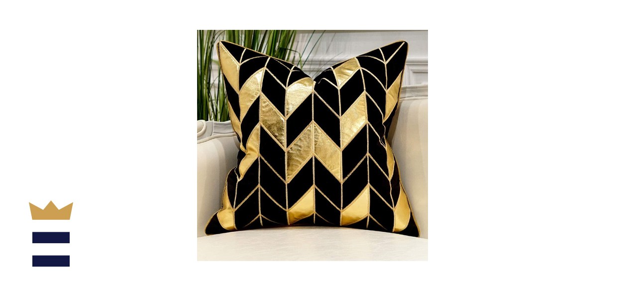 Black Gold Striped Throw Pillow Cover