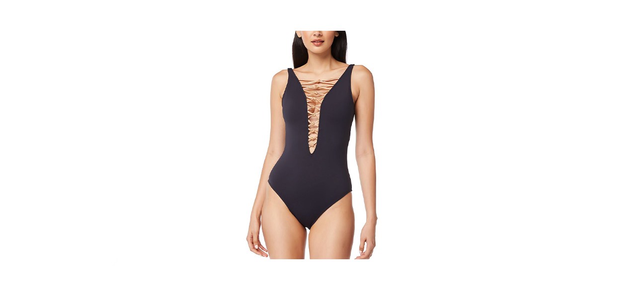 best Bleu by Rod Beattie Lace-Down One-Piece Swimsuit