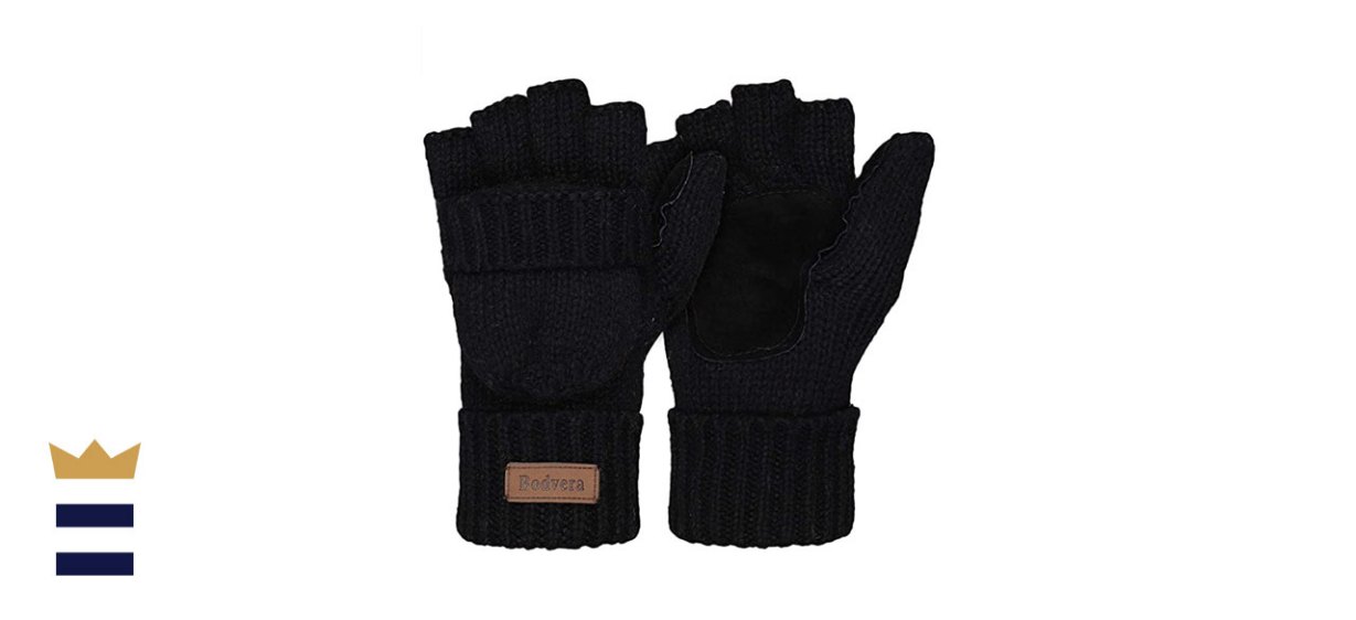 Bodvera Thermal Insulation Fingerless Wool Gloves