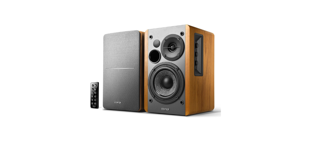 Edifier R1280DB Powered Bluetooth Bookshelf Speakers - Optical Input - Wireless Studio Monitors - 4 Inch Near Field Speaker - 42w RMS - Wood Grain