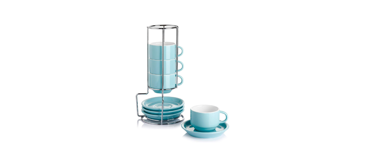 Sweese Porcelain Stackable Espresso Cups with Saucers