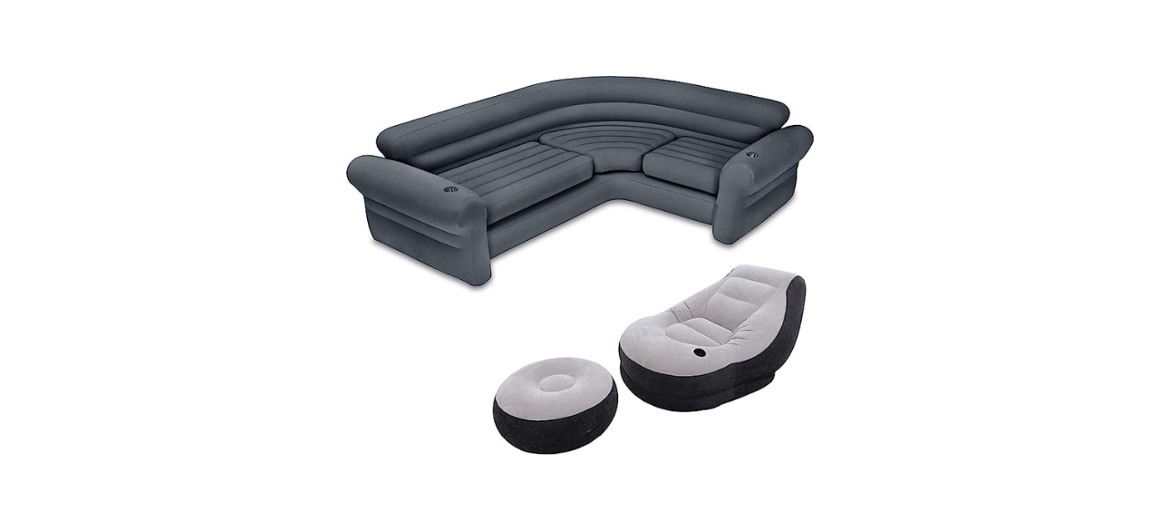 Intex Inflatable Corner Sectional Sofa & Ultra Lounge Chair and Ottoman Set