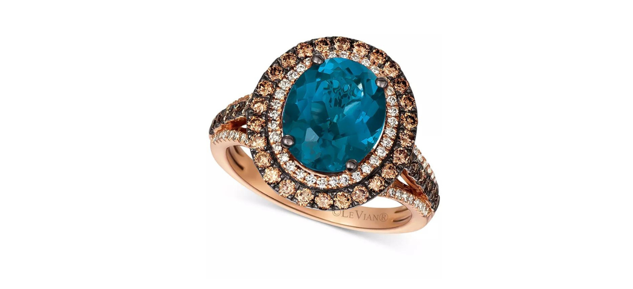 Le Vian Deep-Sea Blue Topaz & Diamond Statement Ring in 14k Rose Gold