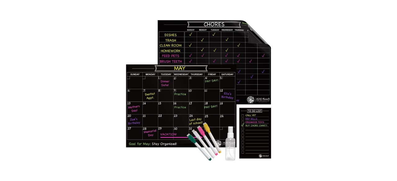 Chore Chart, Dry Erase Calendar + Bonus Grocery List for Fridge