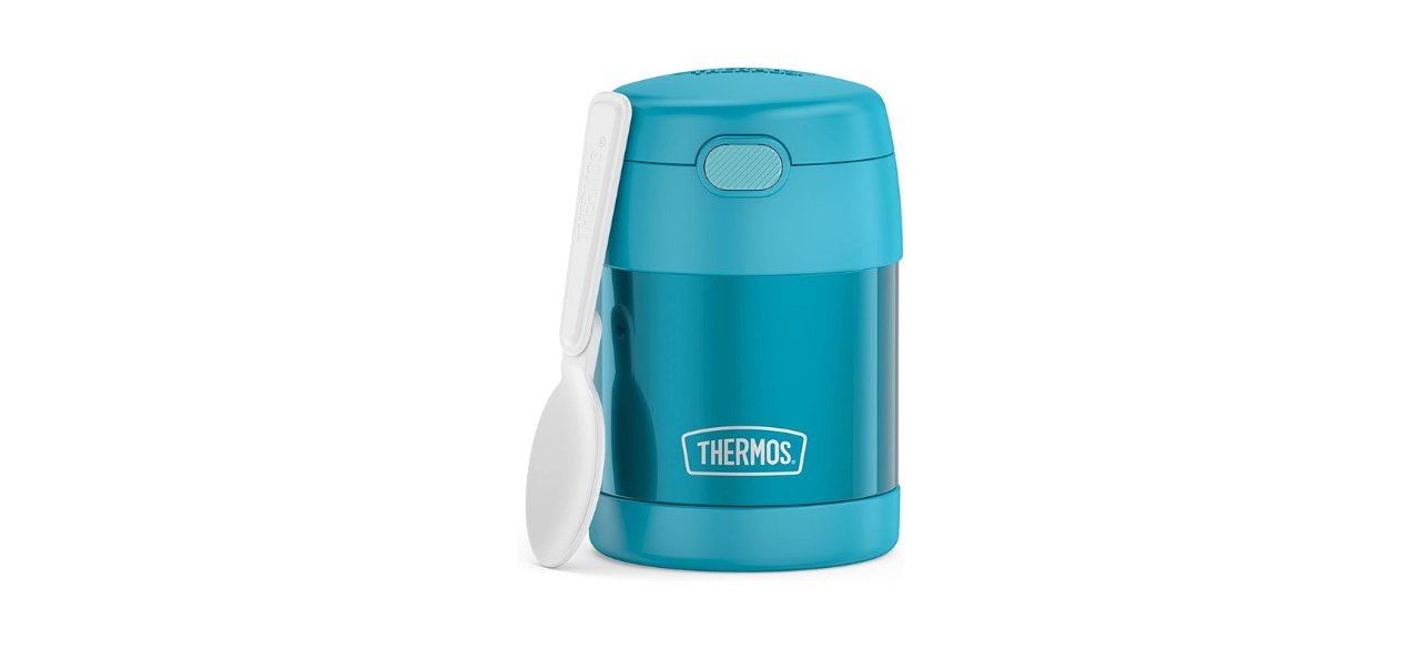 THERMOS FUNTAINER 10 Ounce Stainless Steel Vacuum Insulated Kids Food Jar with Folding Spoon, Teal