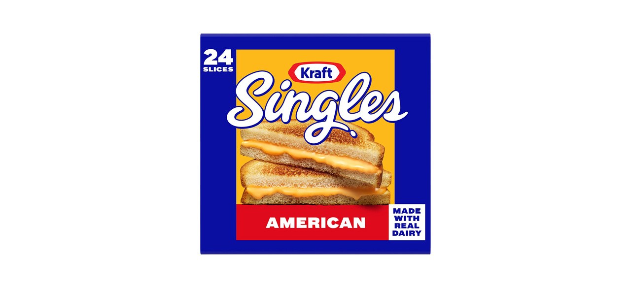 Kraft Singles American Cheese Slices on white background