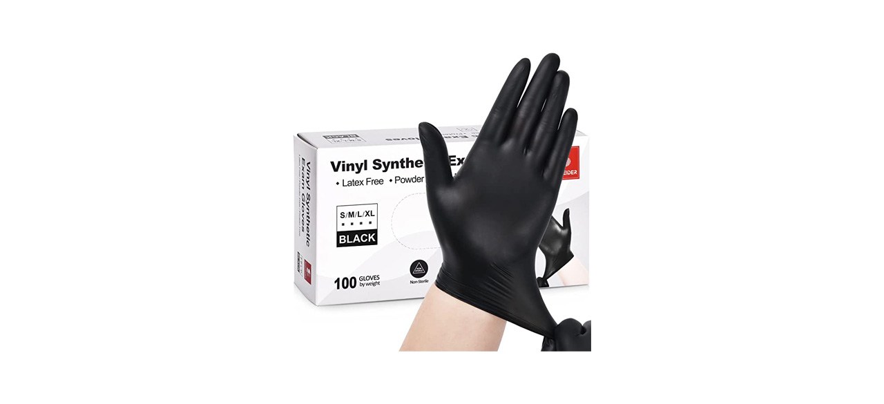 X3 Black Nitrile Disposable Gloves on white background