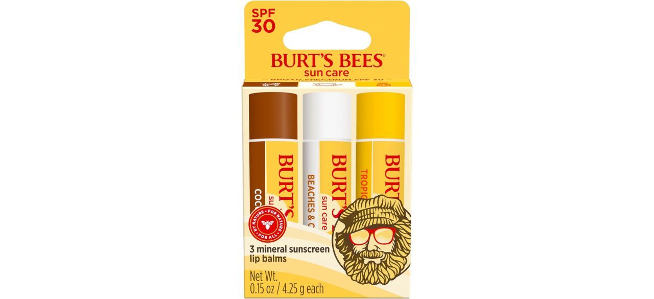 Burt's Bees SPF 30 Lip Balm Set pack on white background