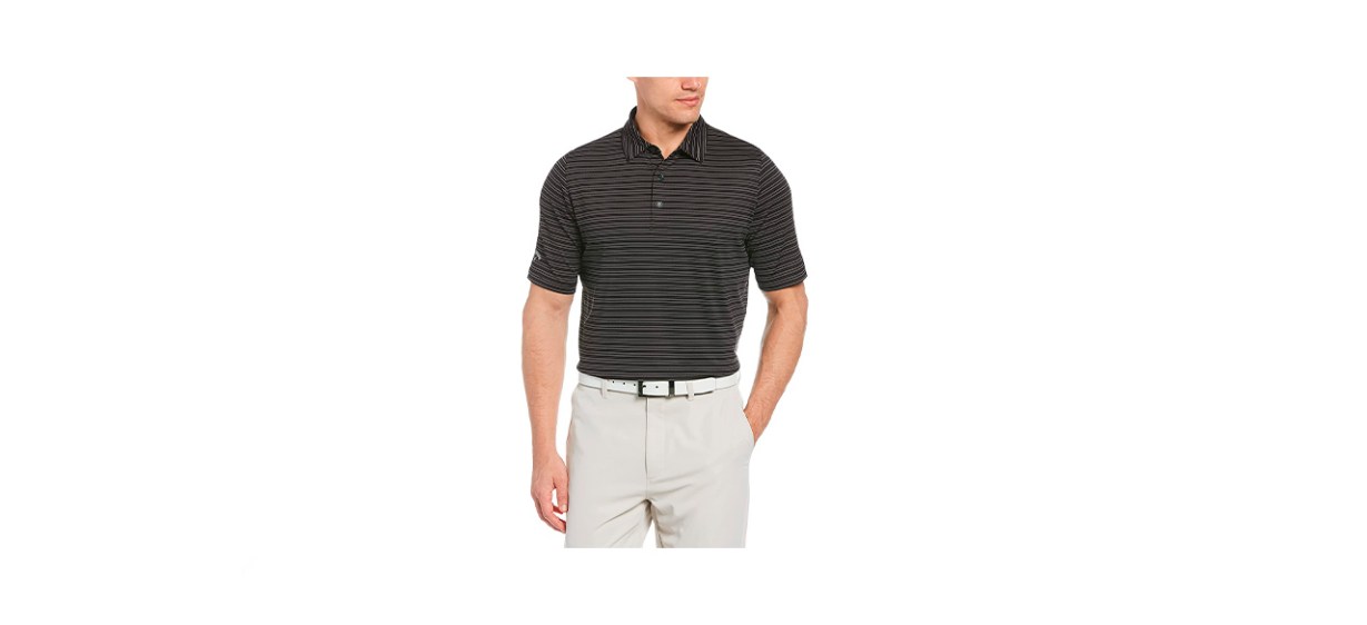 Callaway Mens Fine Line Ventilated Striped Polo Shirt