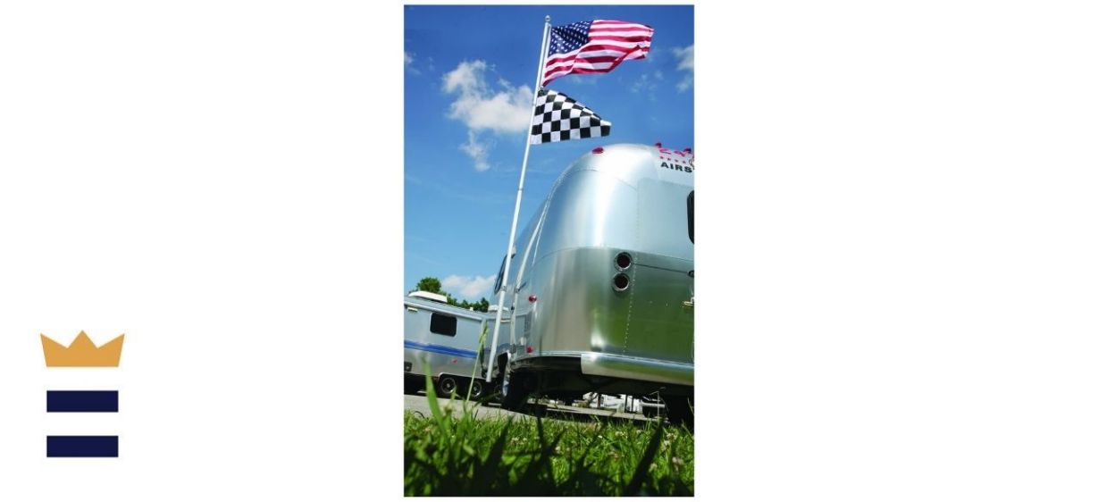 Camco 20’ Portable Telescoping Aluminum Flagpole with Tire-Anchored Flag Holder