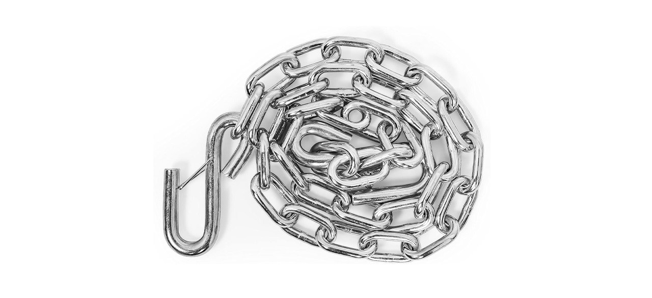 Camco Heavy Duty Steel 48-inch Safety Chains with Spring Hooks on white background