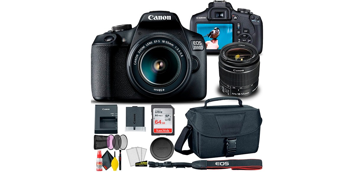 Canon EOS 2000D Rebel T7 DSLR Camera Bundle