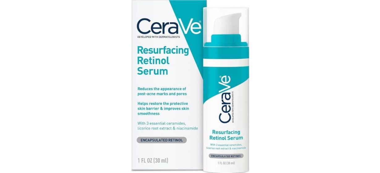 CeraVe Resurfacing Retinol Serum on white background
