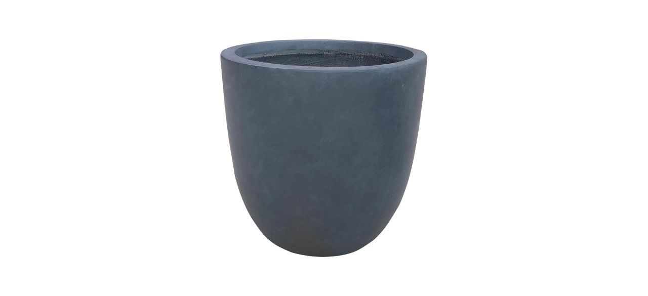 a concrete round outdoor planter