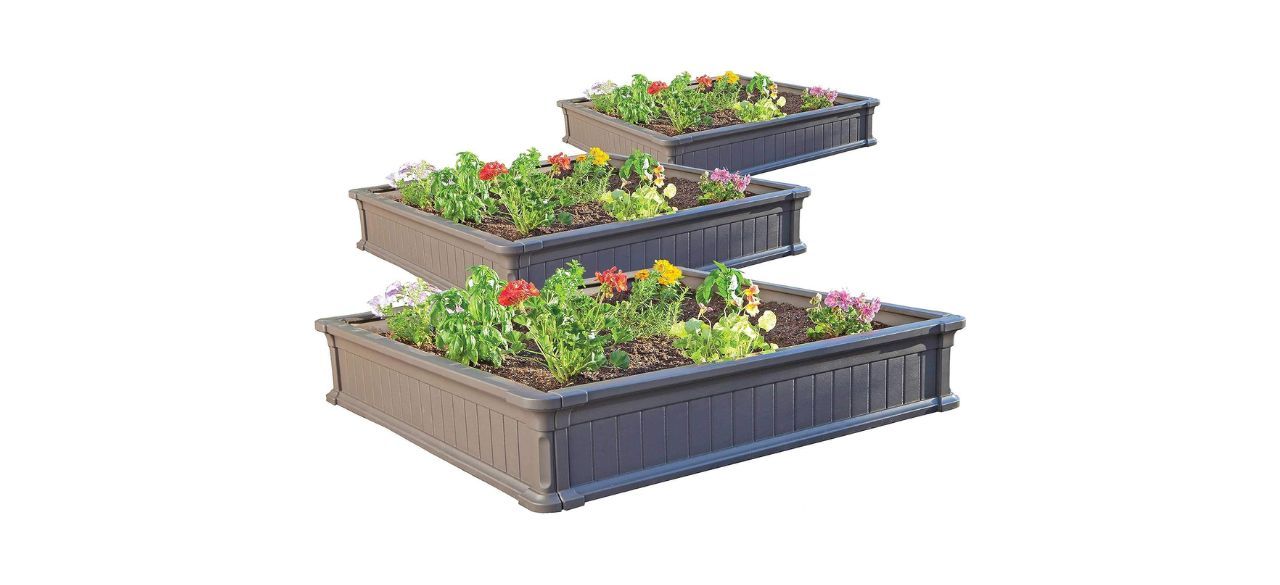 Three raised garden beds