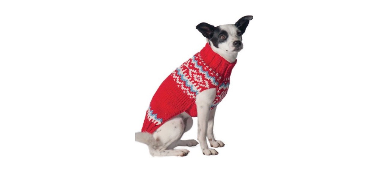 Chilly Dog Red Nordic Wool Dog Sweater