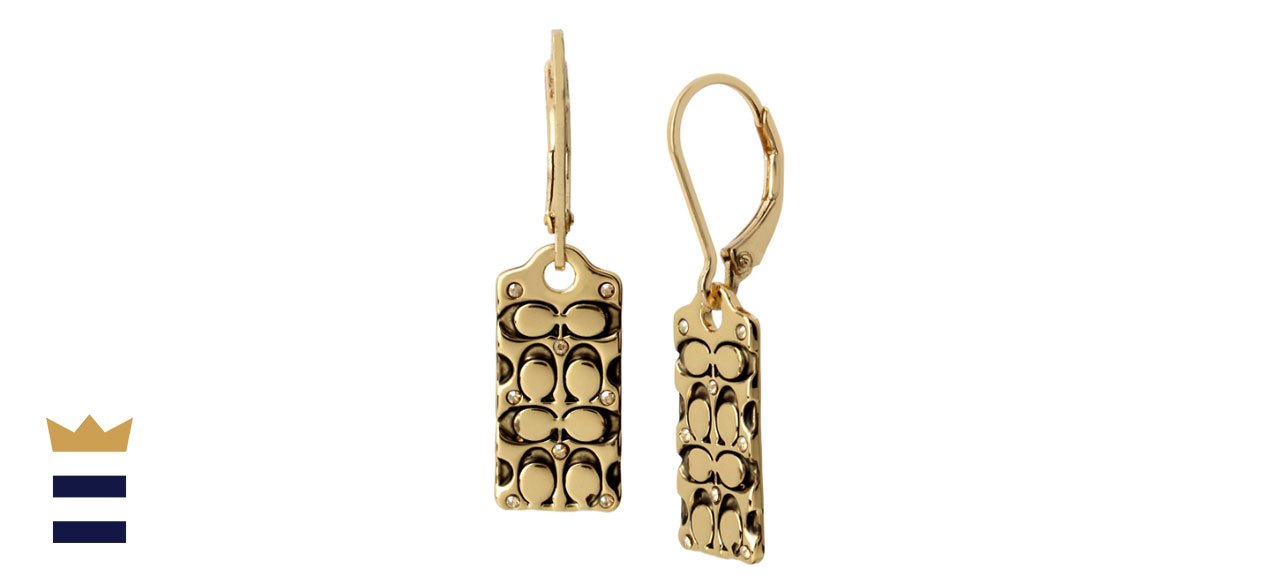 Coach Quilted C Drop Earrings