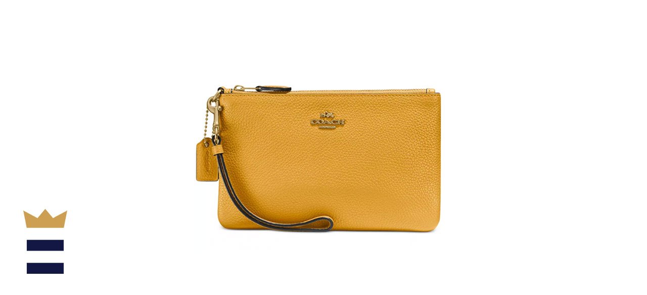 Coach Small Wristlet in Polished Pebble Leather