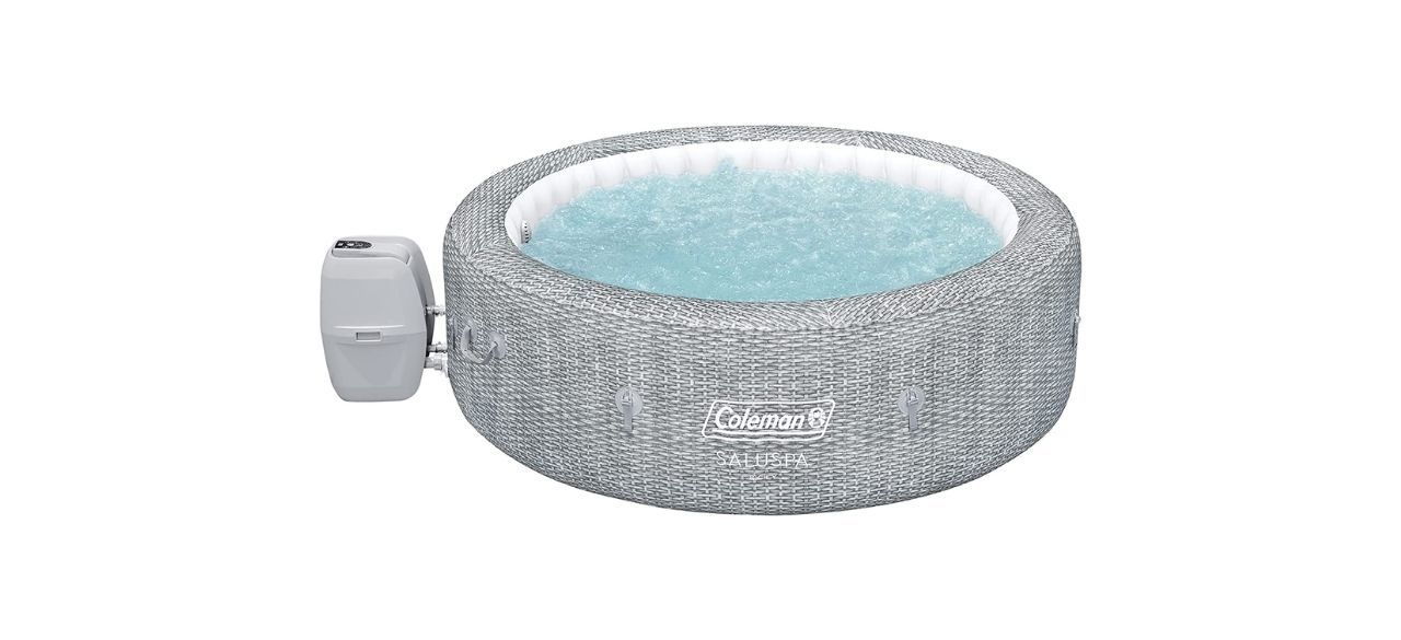 A gray inflatable hot tub