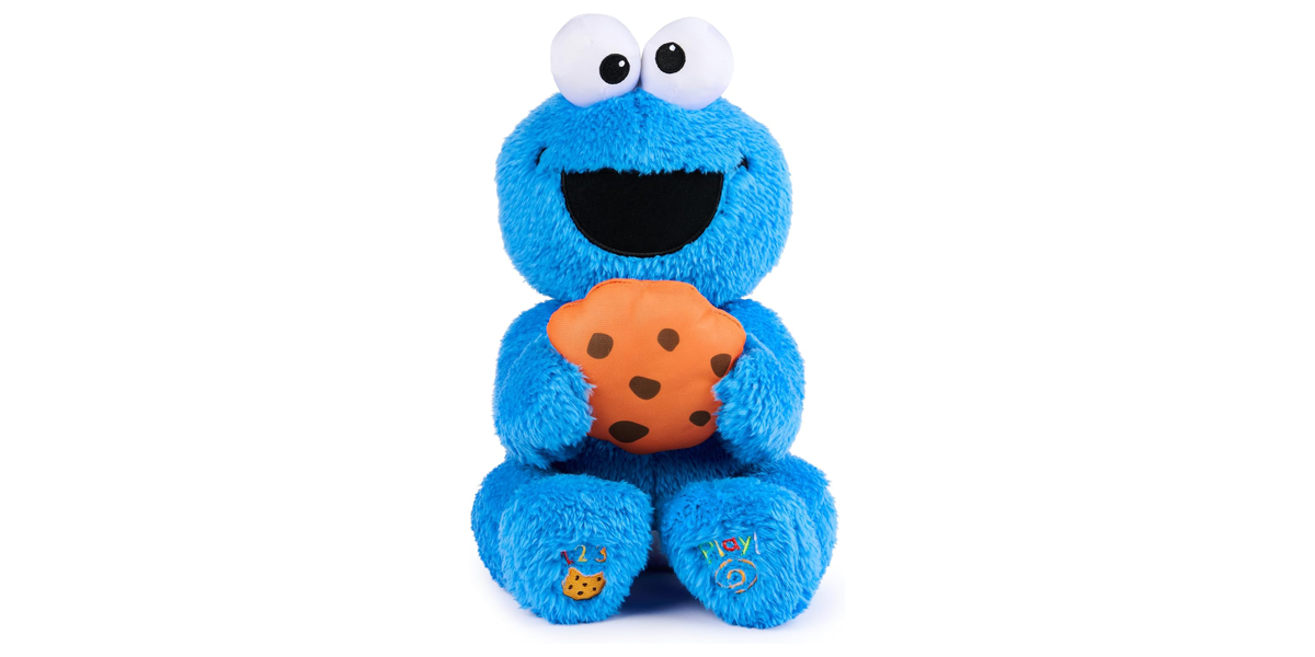 cookie monster plush toy on a white background