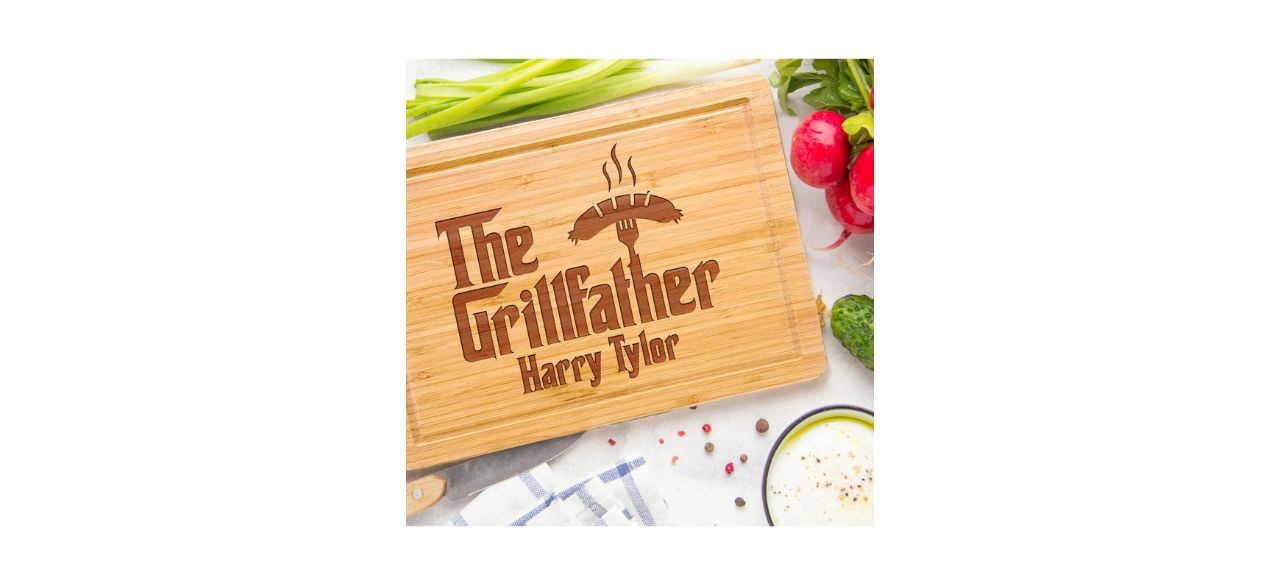 CustomEngravedCo Father's Day Cutting Board for Grill Master