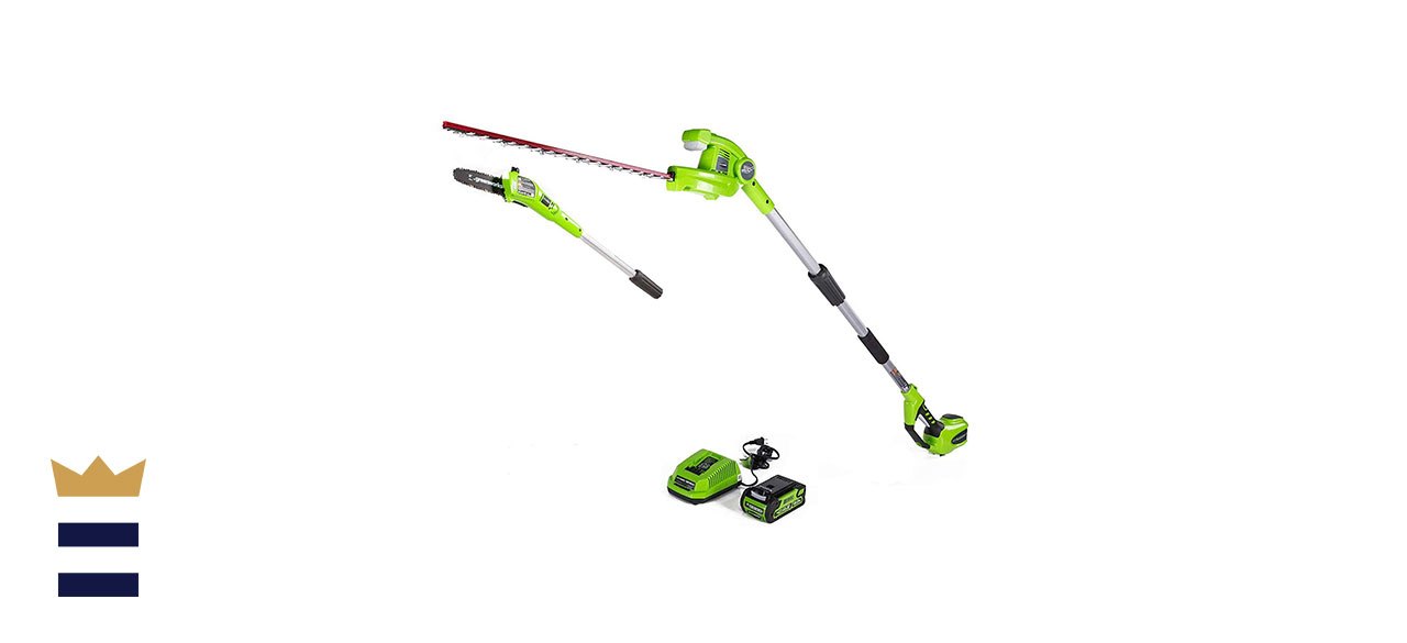 cordless pole saw and hedge trimmer from Greenworks