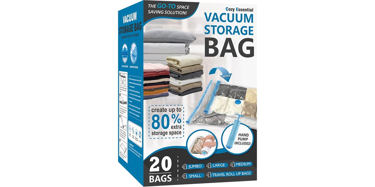 Cozy Essentials 20 Pack Vacuum Storage Bags Space Saver Bags 