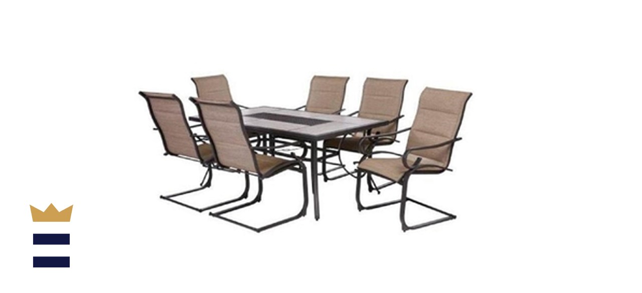 Hampton Bay Crestridge 7-Piece Steel Padded Sling Outdoor Patio Dining Set