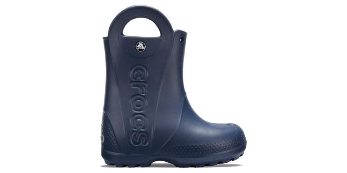 Crocs Unisex-Child Handle It Rain Boot navy blue boot on white background